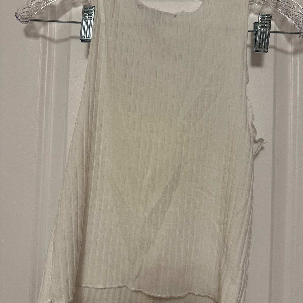 Forever 21 Cream Ribbed Button-Front Tank Top - Picture 2 of 4